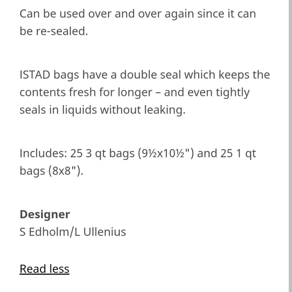 2 boxes Ikea istad reusable bags 3qt and 1qt